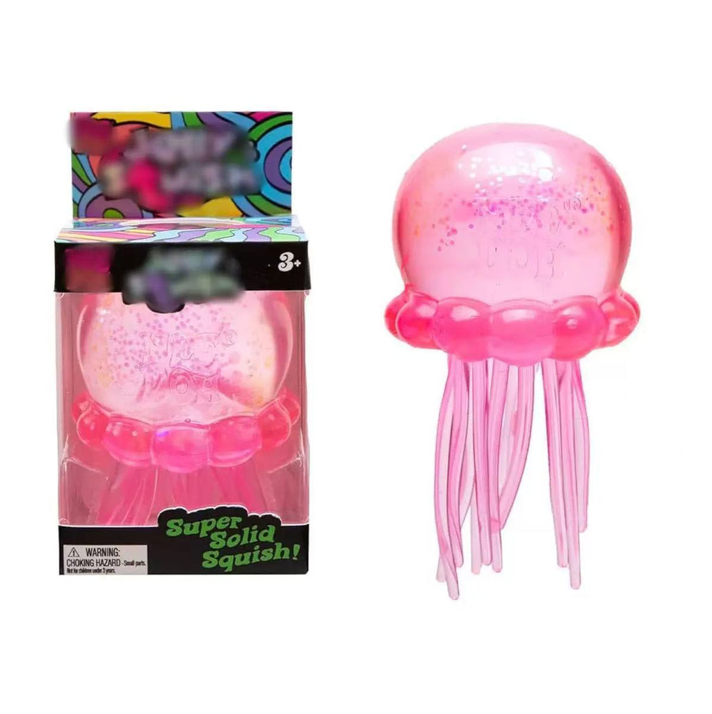 Jellyfish Squishy Stress Relief Toy, Nee Doh Style Super Solid Squeeze Toy, Soft Glitter Jelly Squish Fidget Toy for Kids Adults, Anxiety Relief, Party Favor