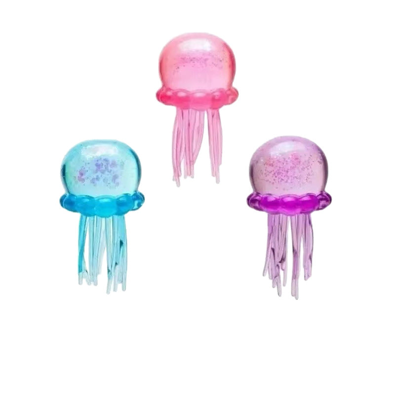 Jellyfish Squishy Stress Relief Toy, Nee Doh Style Super Solid Squeeze Toy, Soft Glitter Jelly Squish Fidget Toy for Kids Adults, Anxiety Relief, Party Favor