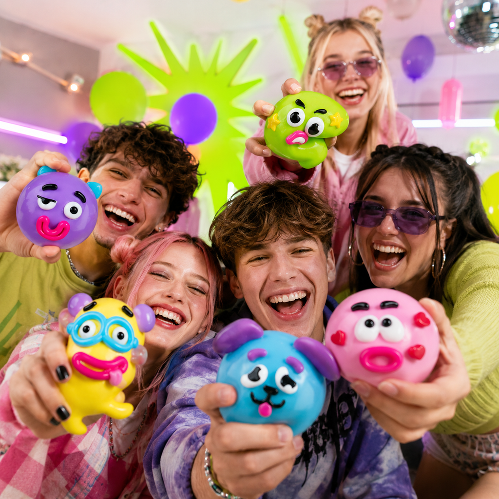 Cartoon Funny Face Squishy Stress Balls DIY, 5 Pack Colorful Soft TPR Squeeze Fidget Toys, Cute Emotion Vent Sensory Toys for Kids Adults Anxiety Relief, Party Favor Birthday Gift